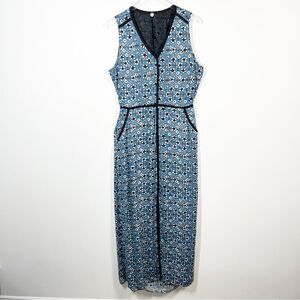 Margaret O’Leary Women's Size Large Blue Black Back Cut Out Sleeveless Dress